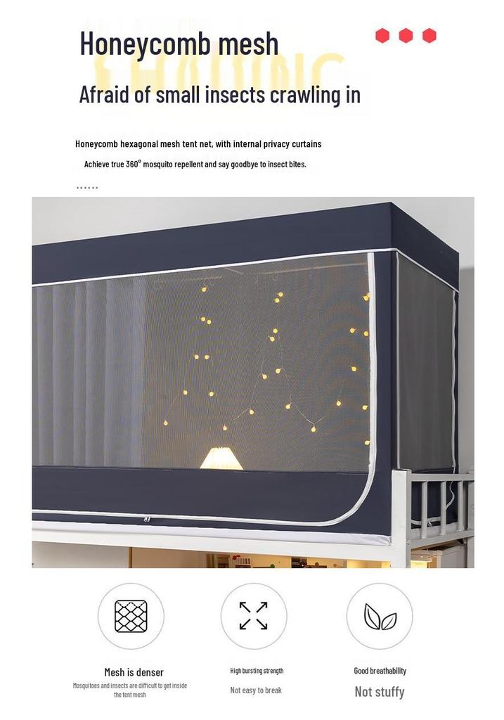 Blackout Bed Canopy & Mosquito Net for Student Privacy