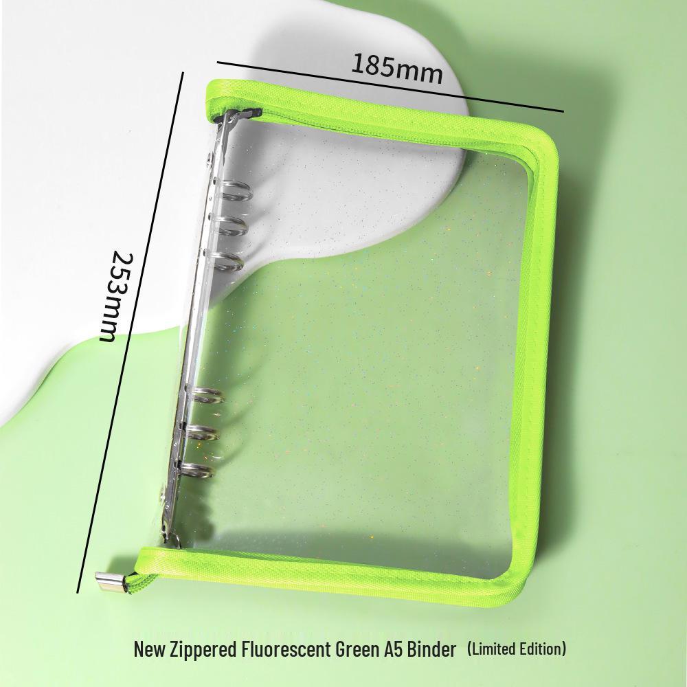 A5 Transparent PVC Ring Binder Notebook Planner, 6-Hole Photo Album with Removable Cover (A6 Compatible)