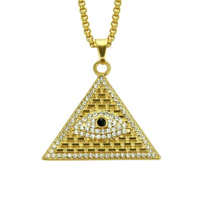 Ornament Evil Eye Pyramid Pendant Necklace Hip Hop Evil Eye Pendant Clavicle Chain Necklace