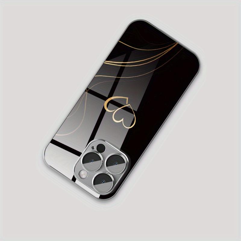 Simplified Gold Ribbon Double Heart-shaped Glass Phone Case Suitable for iPhone 17 16 15 14 13 12 11 Pro/Max/Plus Shockproof