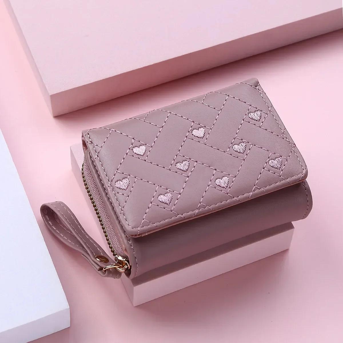 

Кошельки для женщин Kawaii Cute Luxury Designer Lady Wallet Pink Кошелек Женский кошелек Маленький женский кожаный кошелек для монет фиолетовый
