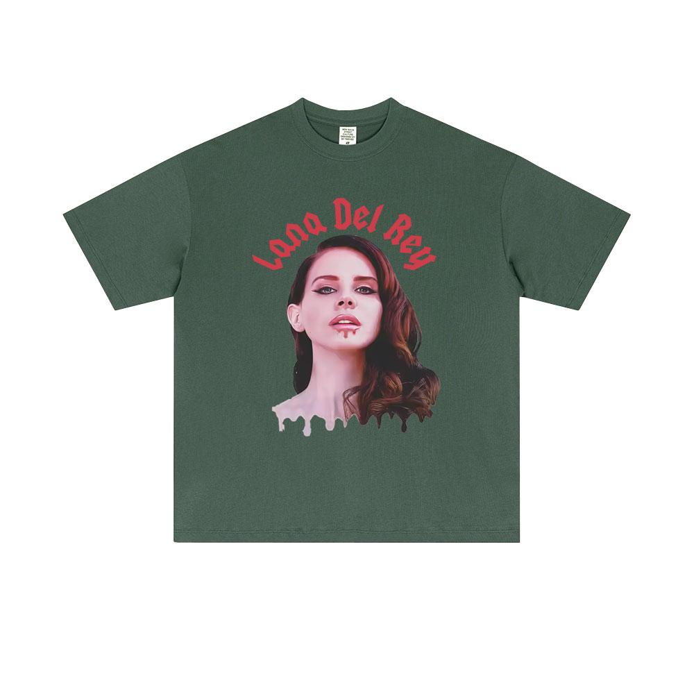 Sängerin Lana Del Rey Gesicht Grafik T-Shirt Herren Damen Freizeit Baumwolle Oversized Kurzarm T-Shirts Männliche Mode Vintage Streetwear