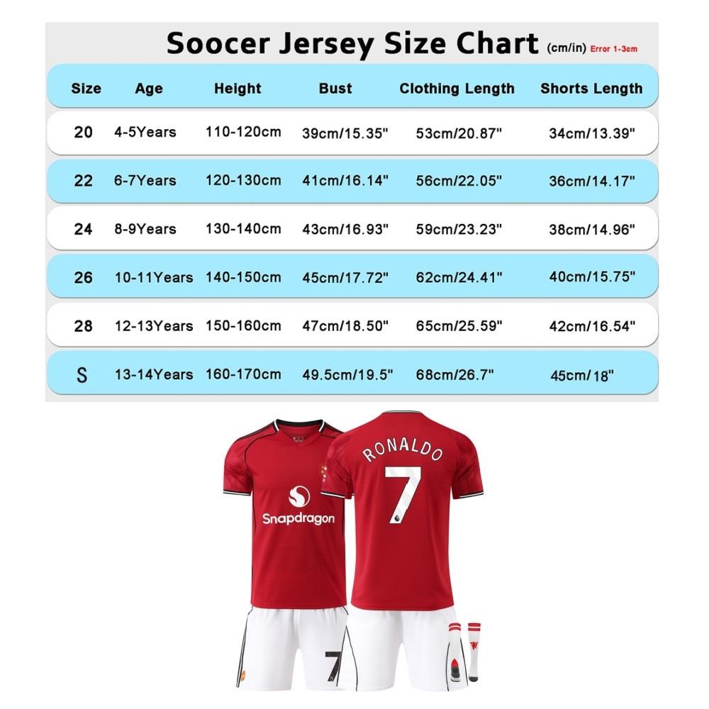 Man Utd Ronaldo 7# Dětský fotbalový dres Set 150-160cm Červený Polyester Sportovní oblečení
