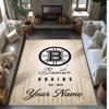 Tappeto in Velluto di Cristallo Boston Bruins, Tappetino Antiscivolo Personalizzato con Testo Nome per Arredamento Casa Regalo