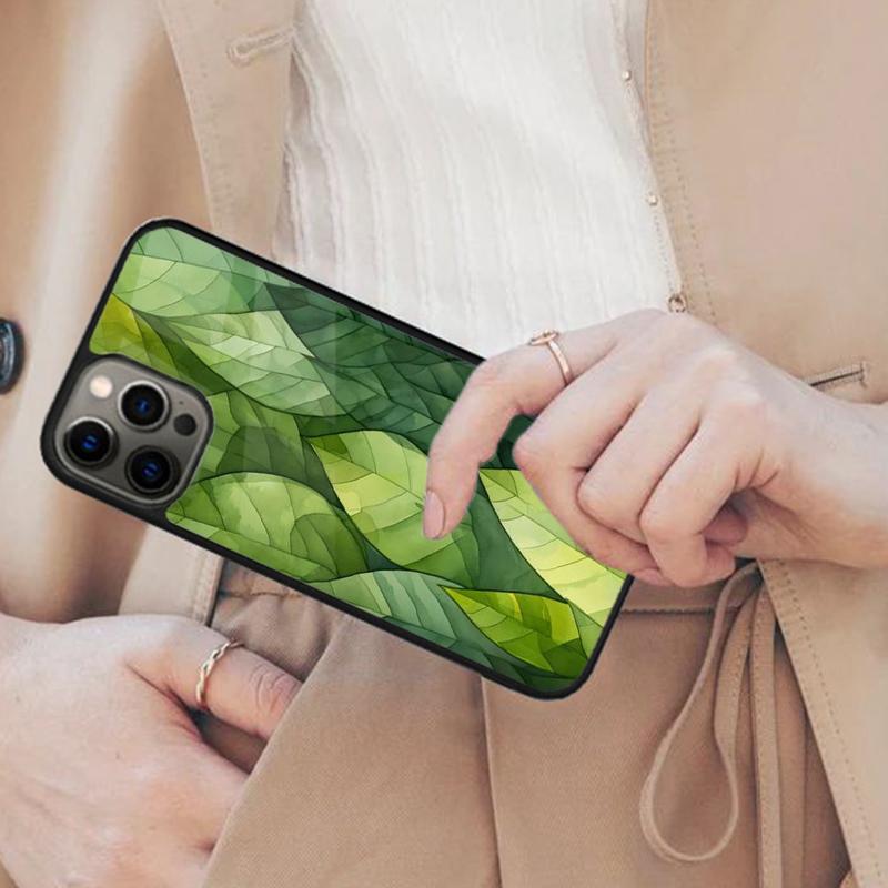 Leafy Green Pattern Cute Magnetic Phone Case For APPLE iPhone 17 Air 16 14 13 12 Pro Max 15 Plus Wireless Charge MagSafe Cover