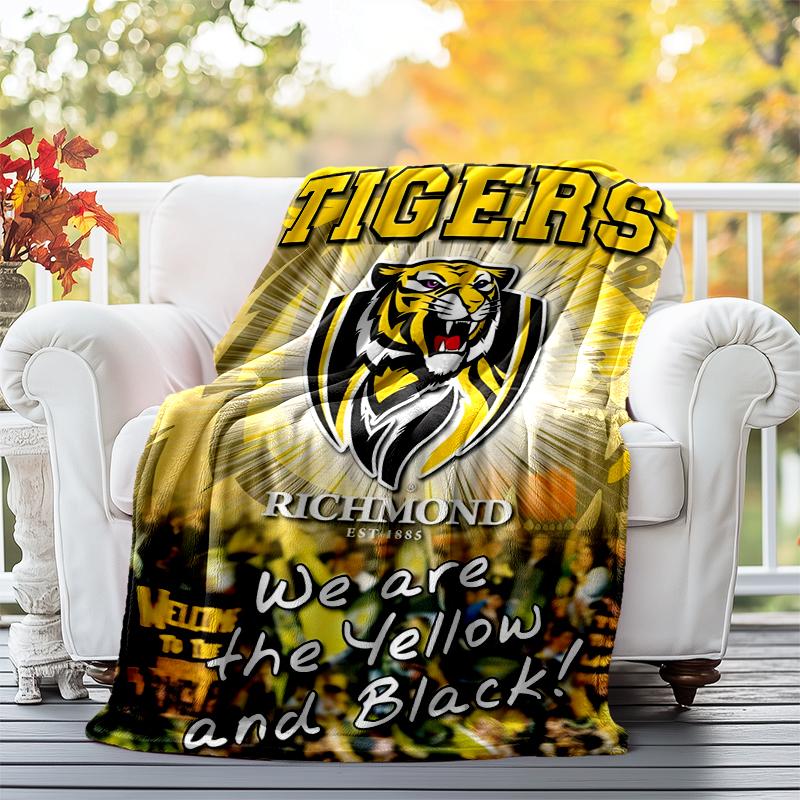 Richmond Tigers Flannel Blanket Soft All-Season Throw, Design for Camping, Car Travel, Hiking Sofa, Bed, Office Perfect Gift for Parties