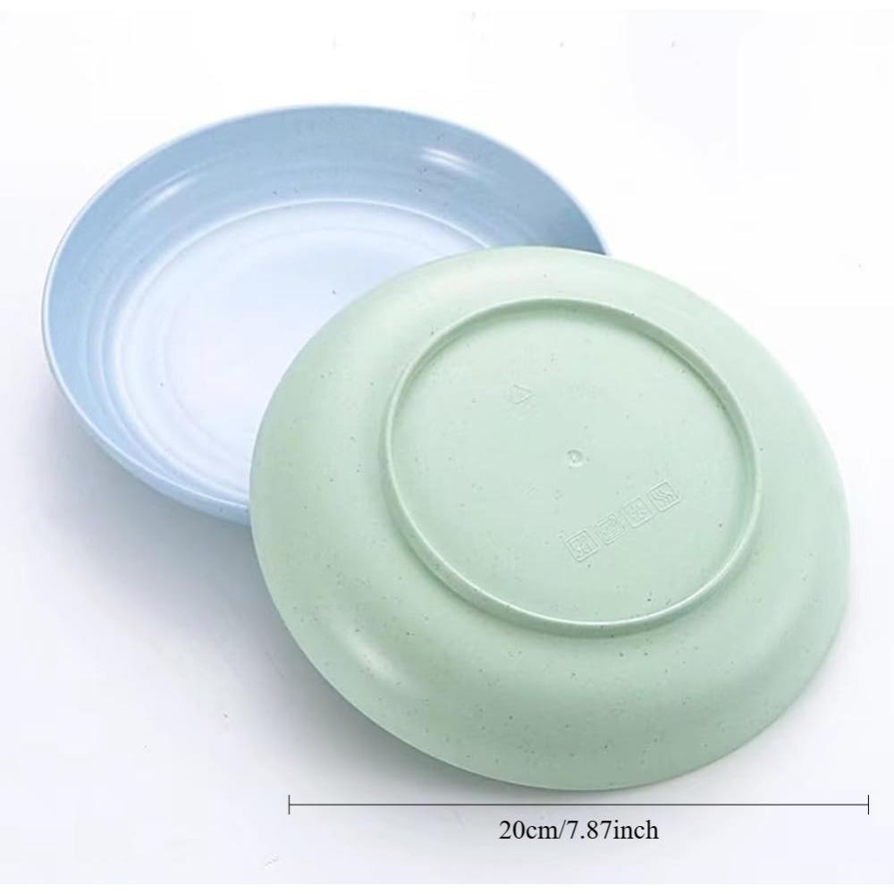 4pcs/Set Wheat Straw Plate Lightweight Unbreakable Reusable Dinner Dishes Plates Dishwasher & Microwave Safe for Kitchen Camping