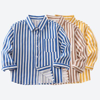 Chłopięca koszula w paski z długim rękawem Stylowa bawełniana bluzka Wiosna Lato 2026 Codzienne topy dla dzieci Ubrania 2-7 lat Nastolatki Kostiumy