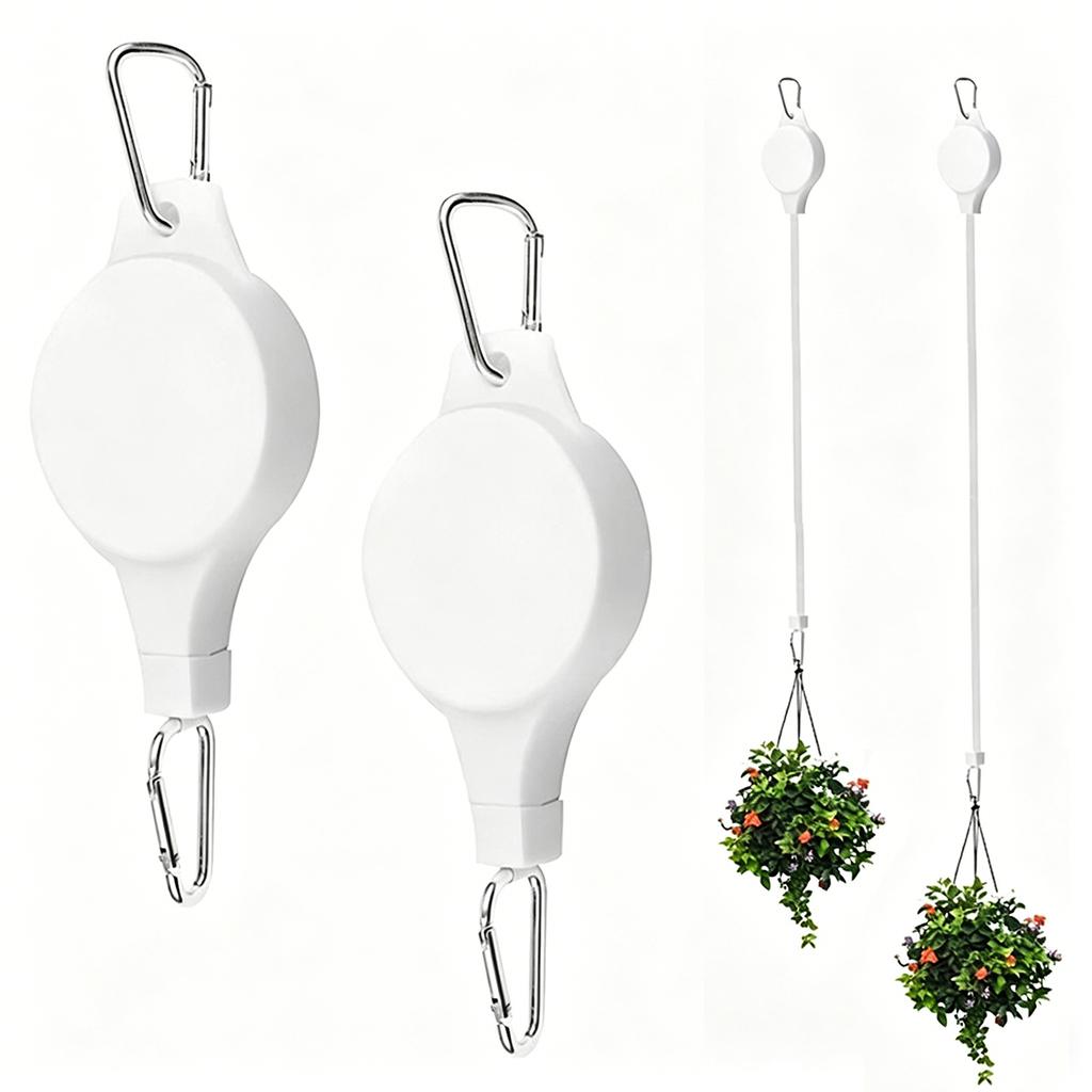 1~3 Pezzi Puleggia Retrattile per Piante Ganci Regolabili per Cesti Fioriti Sospesi per Piante Sospese Robusti, Sospensione per Piante da Interno Esterno