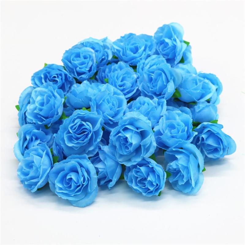 50pcs Fake Artificial  Silk  Rose  Heads Flower  Buds Home Bouquet Wedding Diy Craft
