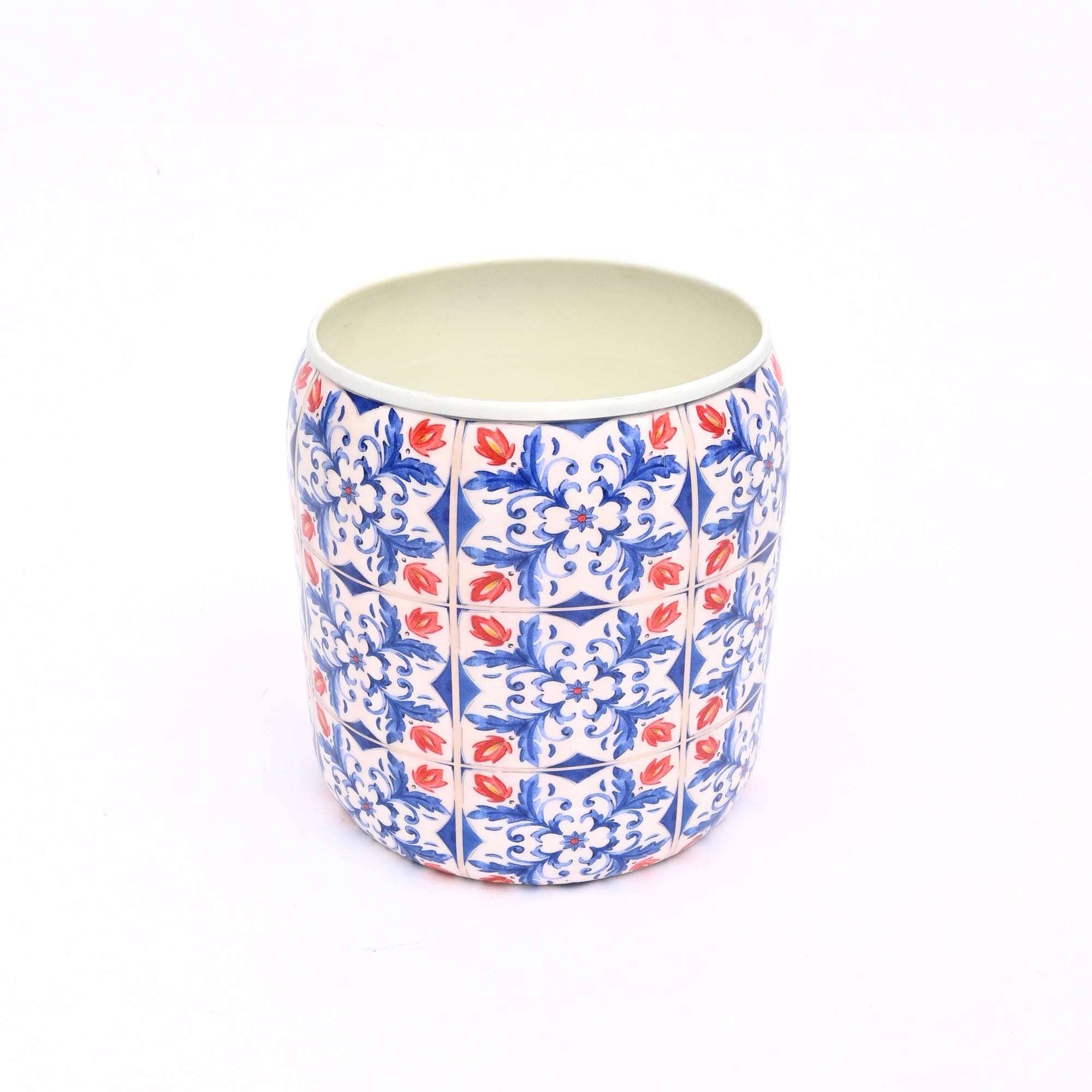 Large Round Floral Planter -Garden & Home Decorative Plant Pot multicolore