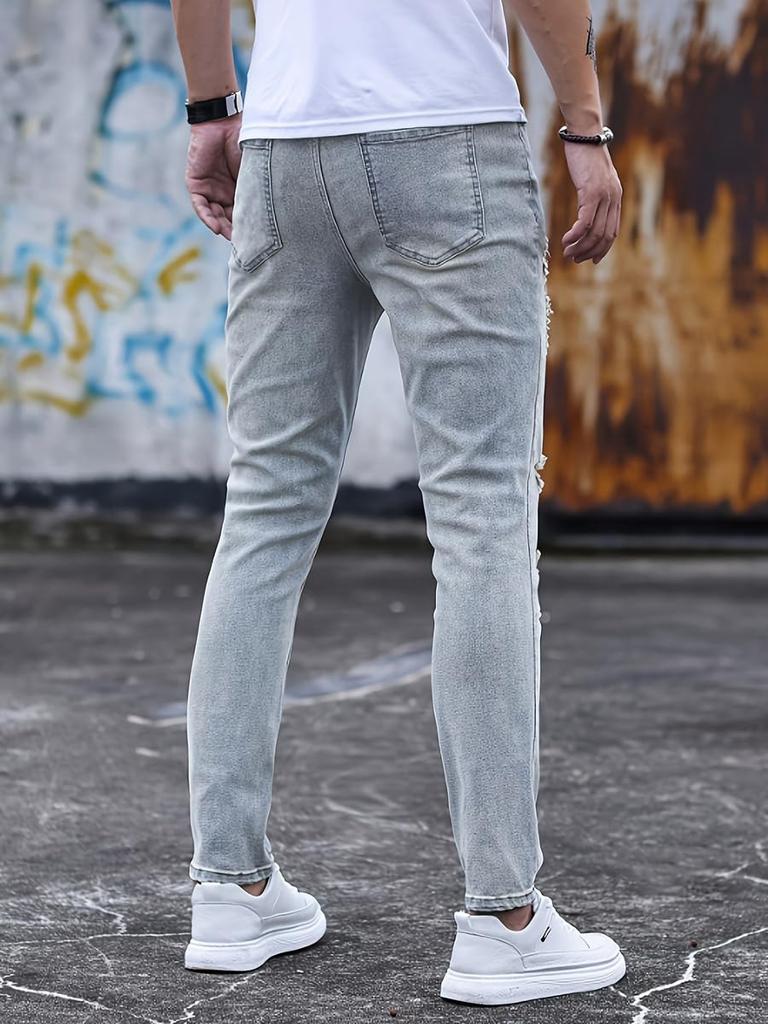 Petit de Français Men's Distressed Skinny Jeans, Chinos, Casual, Vintage, Bootcut, Loose Fit, Size D-48 (Size 30, Standard, Blue)