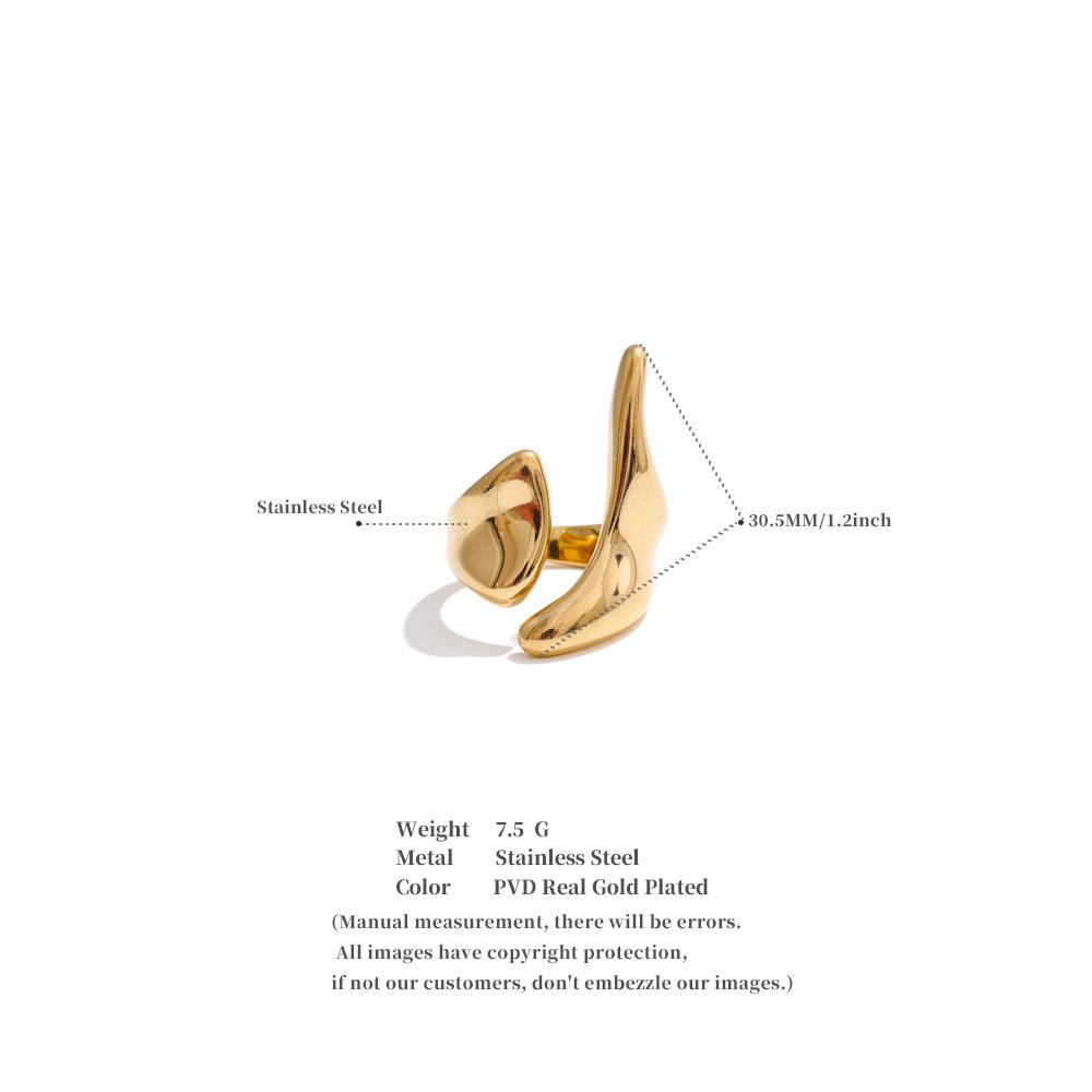 Eetit New Casting PVD Plated Stainless Steel Metal Geometric Adjustable Creative Ring Women Daily Fashion Jewelry Accessories