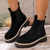 Classic Black Platform Ankle Boots Women Autumn Winter Faux Suede Chelsea Boots Woman Plus Size Slip On Short Booties Mujer 43