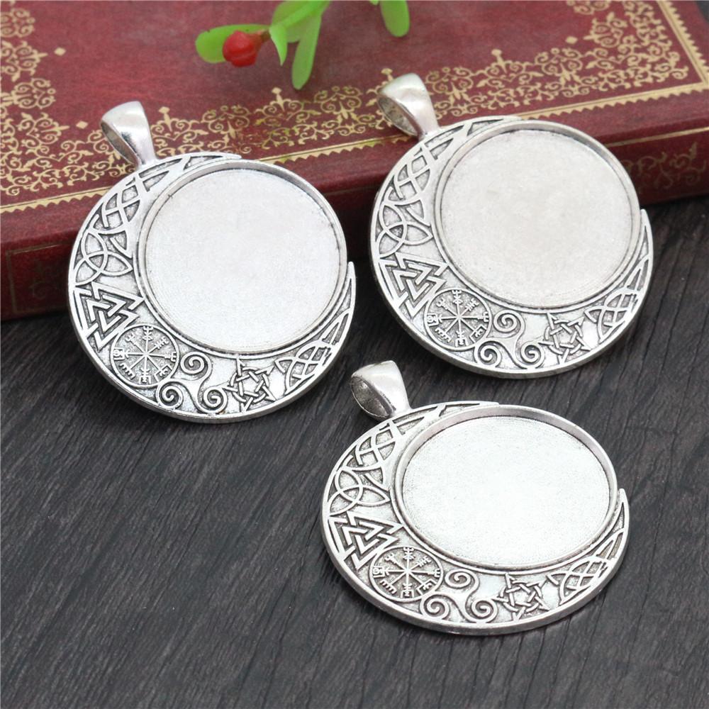 New Fashion 5pcs 25mm Inner Size Antique Silver Plated And Bronze Baroque Style Cabochon Base Setting Charms Pendant