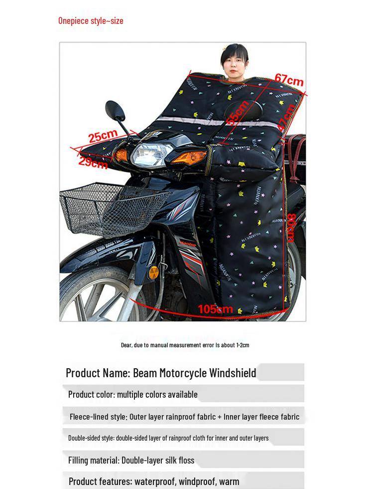 Bent Beam Motorcycle Windshield Fleece-Lined Waterproof Knee Pads - Warm, Thickened, Cold-Proof, Four Seasons Use.
