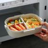 Cute Bear Plastic Divided Lunch Container Portable Leak-proof Detachable 3 Grids Bento Lunch Box For Kids Student Microwave Safe