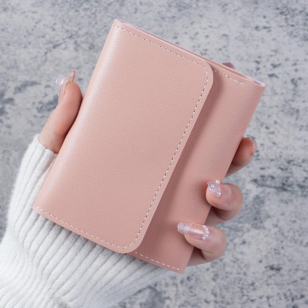 Slim Minimalist Women's Wallet - Ultra-Thin Multi-Function Coin Purse Solid Color Elegant Short Handbag Holder