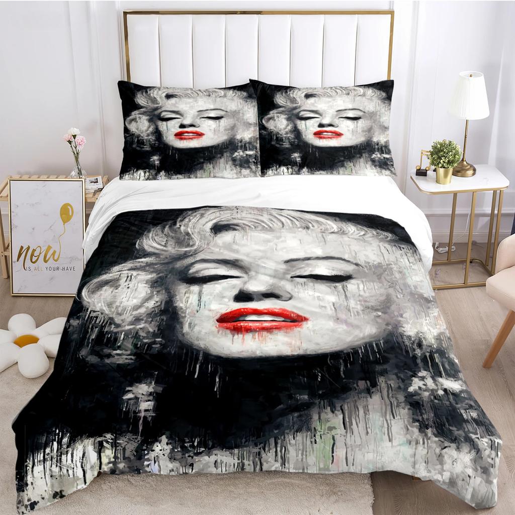Marilyn Monroe Duvet Cover Soft Bedding Set with Pillowcases for Teens Single Double Queen King Size