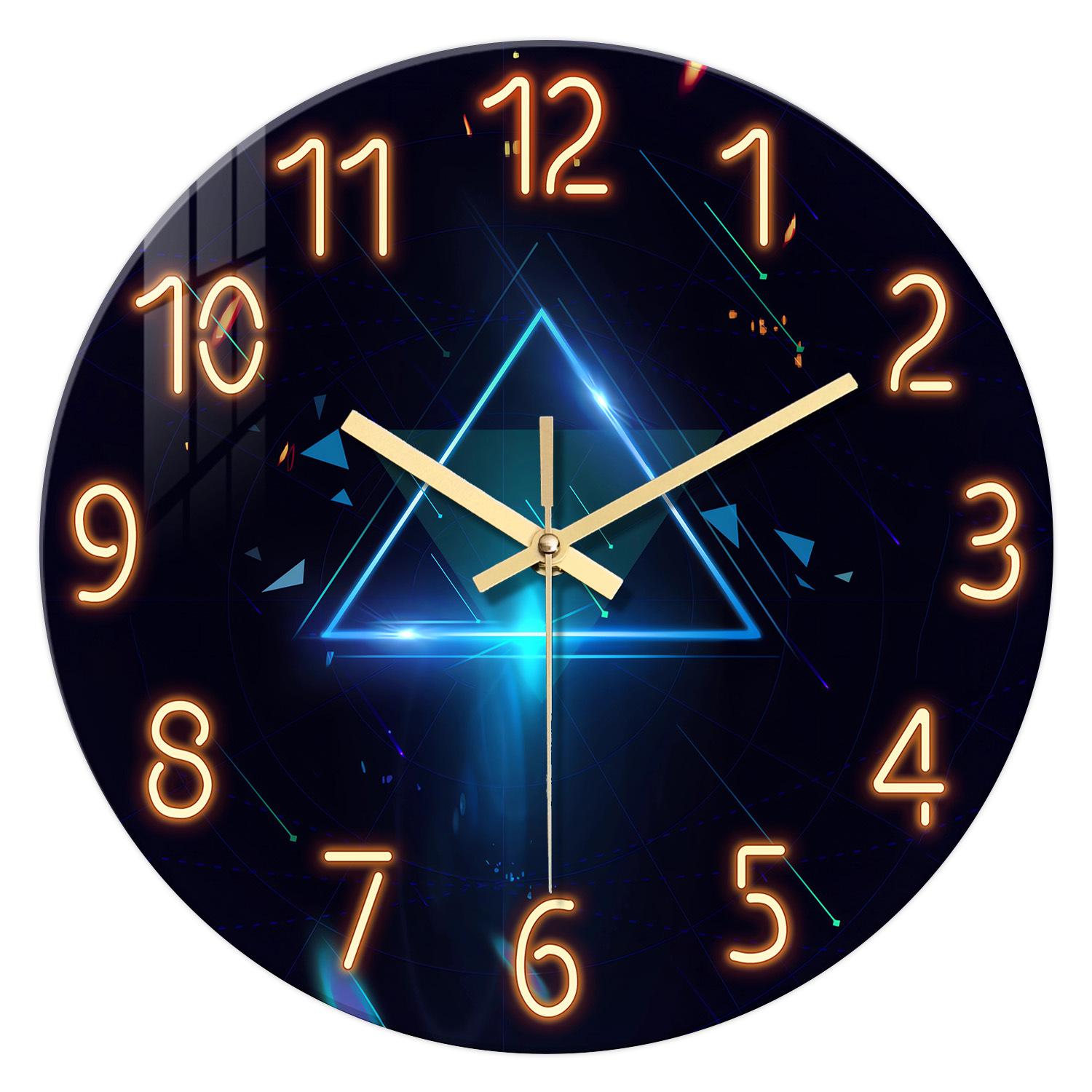 

12-дюймовий геометричний скляний настінний годинник із зоряним небом - безшумний декоративний годинник для вітальні