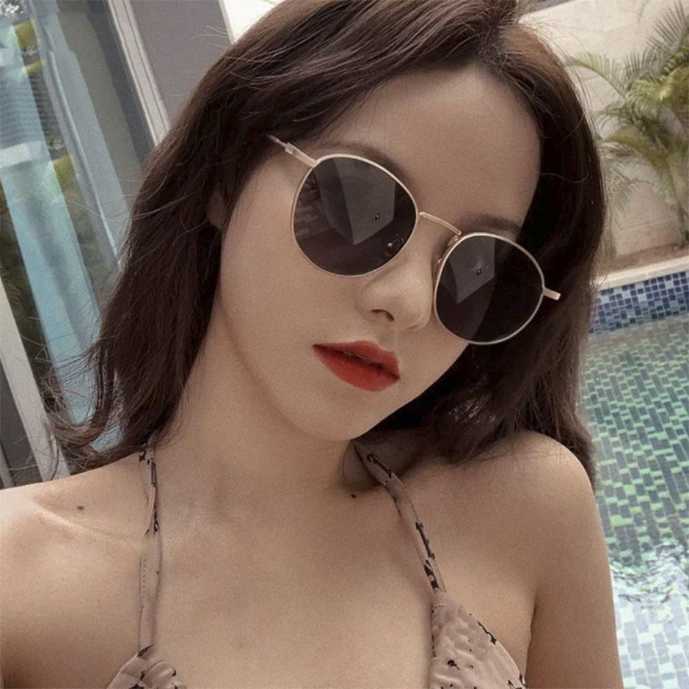 Trend Round Frame Sunglasses UV Protection Vintage Eyewear Fashion Ins Sunglasses  Holiday
