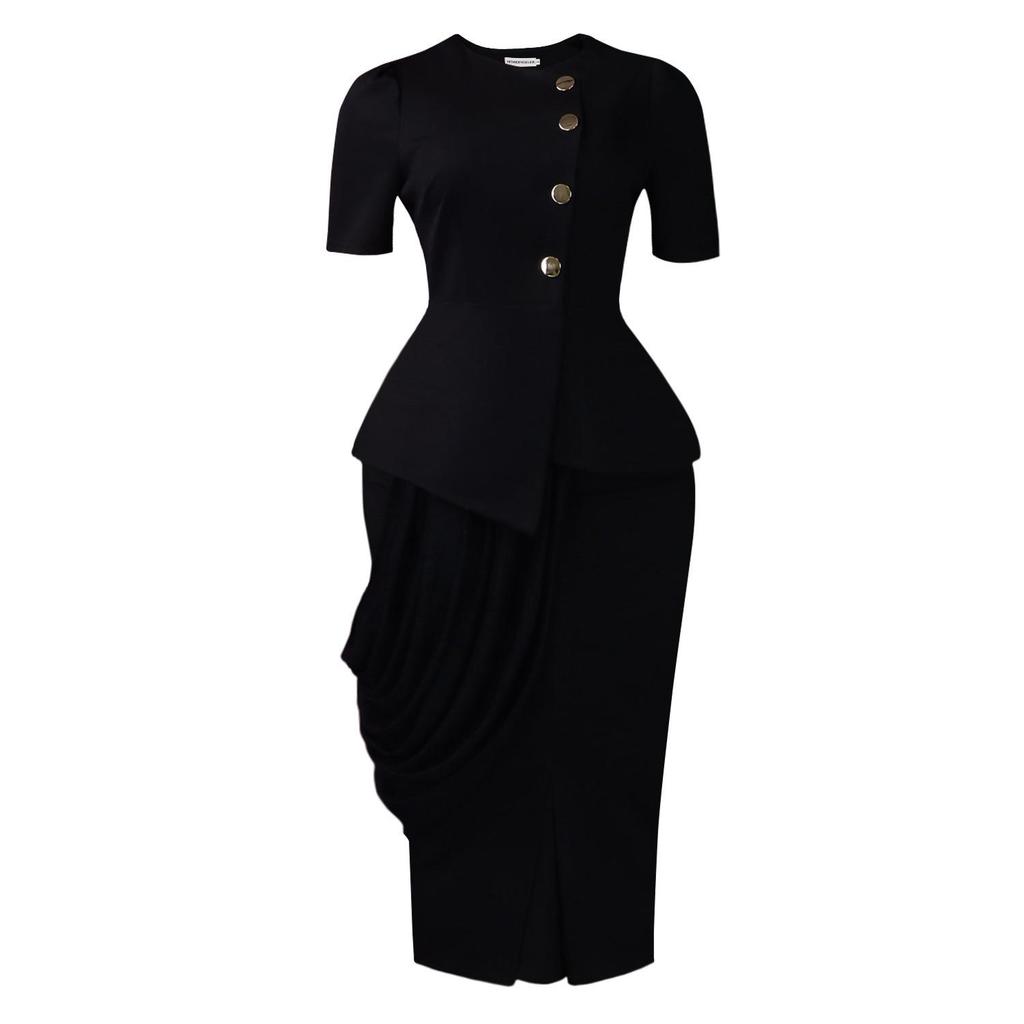 D613 Elegant Women's Fashionable Bodycon Top & Skirt Two-Piece African Set 2025