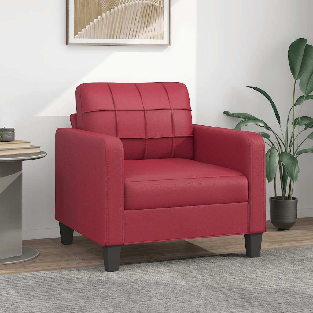 Armchair Burgundy 60 Cm Faux Leather