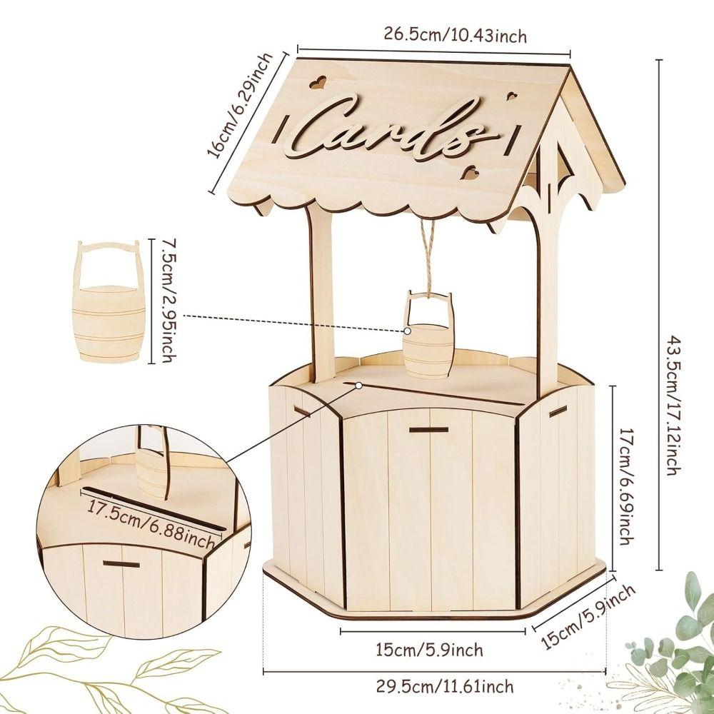 Natural Wishes Wedding Card Box Wood Craft Receiving Box Wooden Gift Card Box  Birthday Baby Shower