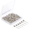 1/8 Inch Map Tacks, Push P, Plastic Round Head, Steel Point, 100-Count, Silver Colors