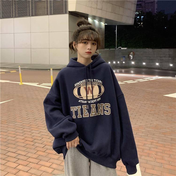 Women's Loose and Lazy Style Hoodie Autumn/winter New Ladies Korean Style Letter Printed Versatile Hooded Top Student Hoodie