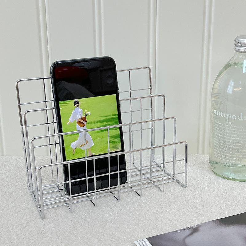 Ins Minimalist Iron Desktop Storage Rack Organizer Table Metal Organizing Rack Bookshelf Desk Multi-Functional Storage Rack
