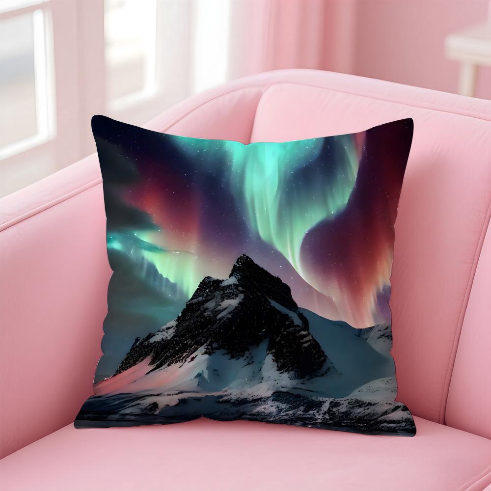 Dreamy And Beautiful Arctic Aurora Cushion Cover Pillow Case Soft Skin Friendly Fabric  Concealed Zipper