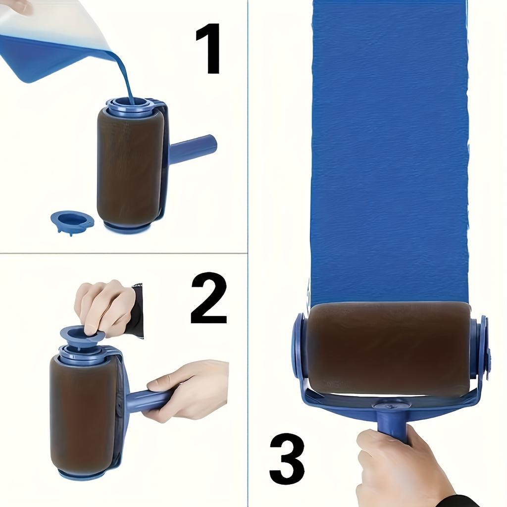 4pcs Large Self-Feeding Paint Roller Set with Extension Pole |7-Inch Roller | Metal & Plastic | Smooth Even Coating | Easy To Use for Latex Wall Paint