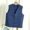 Men's Lightweight Sleeveless Down Vest - Warm 90% White Duck Down, Round Neck/V-Neck, Two-Way.