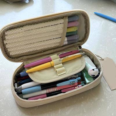 1 Piece Large Capacity Pen Bag Kawaii Kitten Pencil Case Double Layer For Students Pouch Holder Box Office Stationery Supplies