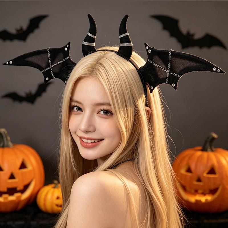 Halloween Bat Demon Ears Headband Cosplay Accessory Anime Con Sweet Gothic Hairpiece