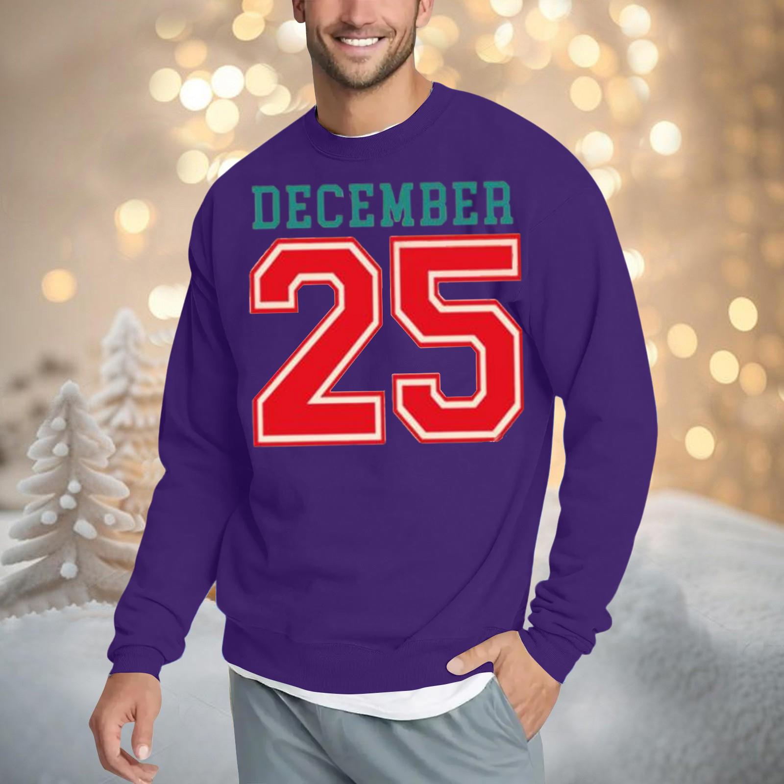 

Мужской свитшот свободного кроя с круглым вырезом и рождественским принтом XL фиолетовый