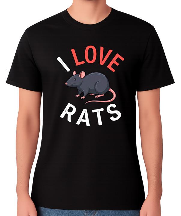 I Love Rats T-Shirt Unisex Funny Rat Lover Graphic Tee Pet Rodent Shirt Top S разноцветный