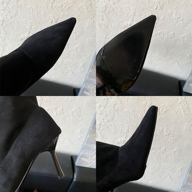 Mode Winter Herbst Mode Slipper Damen Kniehohe Stiefel mit dünnen Absätzen Schuhe Damen Moderne lange Stiefel Weibliche Pumps Schuhe