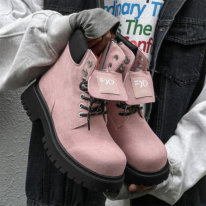 

Мужские и женские одинаковые альпинистские ботинки пара европейский и американский стиль ботинки Мартин повседневные уличные пустынные ботинки 34525-J 38 розовый