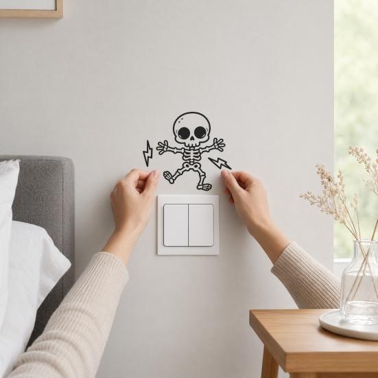 DYS Halloween Kostlivec Samolepka na vypínač, Obtisk, Odnímatelné obtisky, PVC voděodolné nástěnné umění pro domácí ložnici obývací pokoj vchod dekor