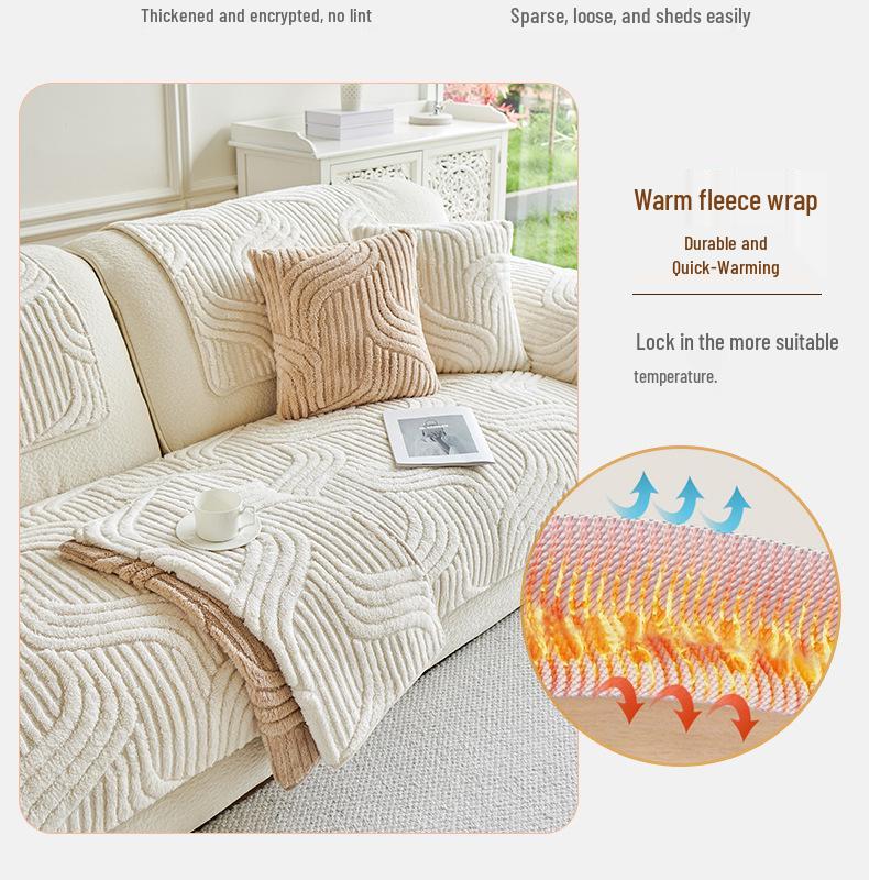 2025 New Plush Shu Cotton Velvet Sofa Cushion: Thickened, Non-Slip Cover for Autumn and Winter