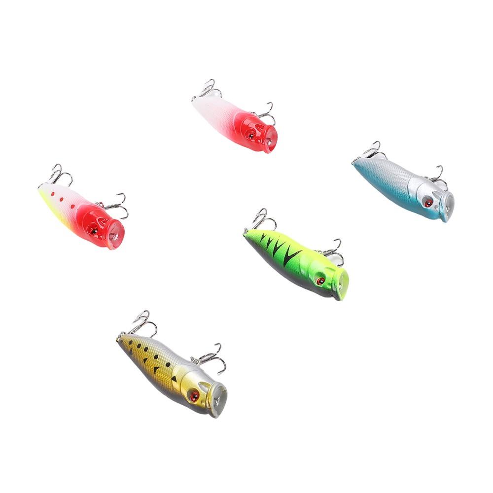 5PCS With Hook Fishing Popper Lures 6.5cm 9g Fishing Lures Fishing Bait Set For Bass Fishing
