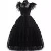 Summer Black Dress Wednesday Children's Princess Dress Cosplay Dress Cute Beautiful Fashionable Fluffy Little Princesses Dress