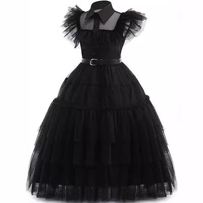 Summer Black Dress Wednesday Children's Princess Dress Cosplay Dress Cute Beautiful Fashionable Fluffy Little Princesses Dress