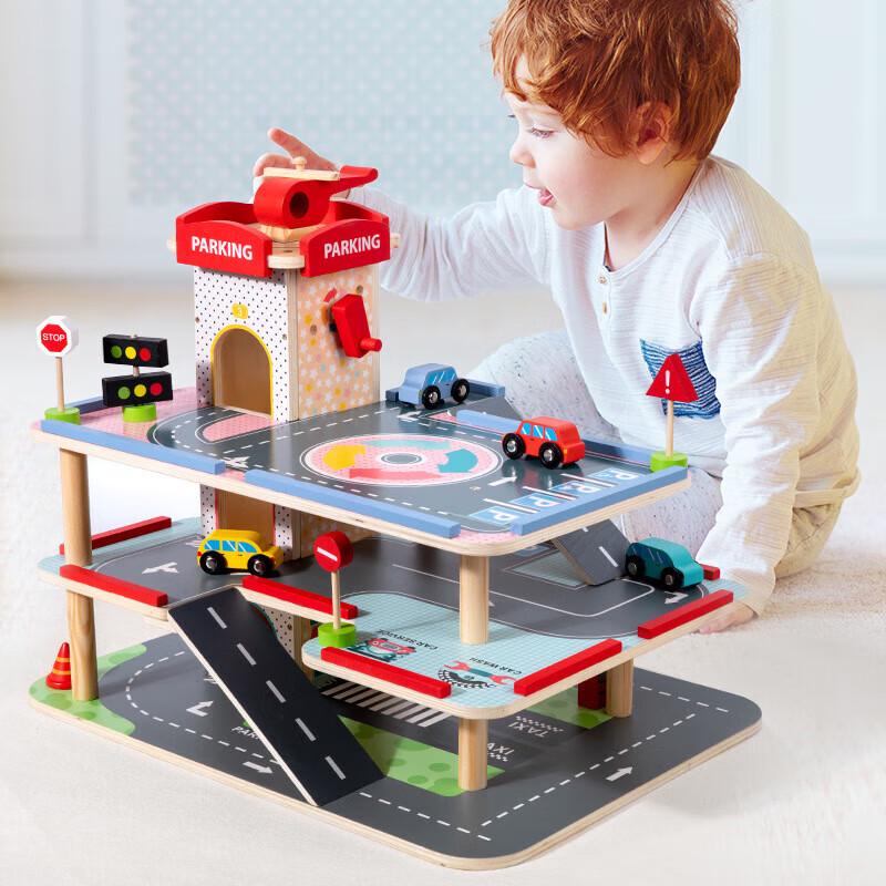 Children's Wooden Parking Lot Toy Set