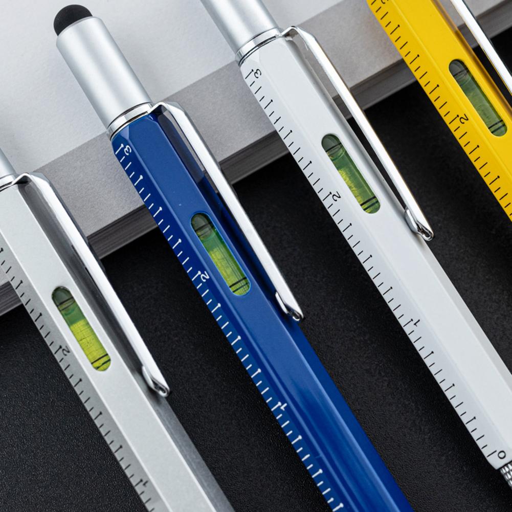 Multitool Pen 6 In 1 Multi Functional Ballpoint Student Kid Ruler Scale Touchscreen Screwdriver Tech Tool Pen Office