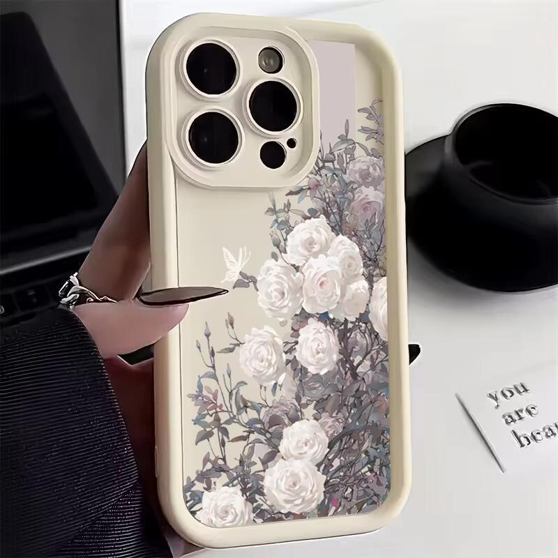 For Samsung Galaxy S25 Ultra S24 S23 S21 S20 FE S21 Plus A55 A54 A35 A15 Blue Rose Flower Pattern Phone Case Cover