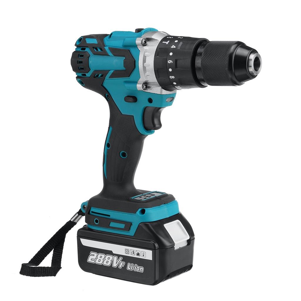 3 In 1 288V Brushless Electric Drill Screwdriver 20+3 Torque Variable Speed Cordless Hammer Impact Drill for 18V Battery