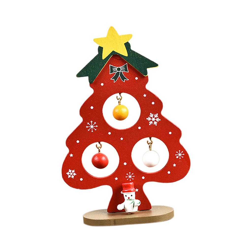 Tabletop Christmas Tree 13.7cm Small Xmas Trees Decoration Mini Wood Christmas Tree for Window Shelf Bedroom Party Countertop